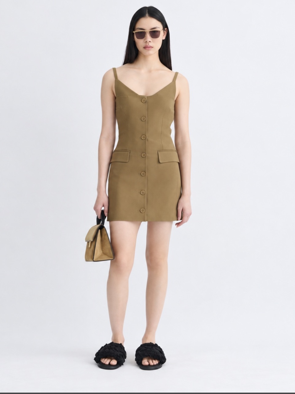 Nanushka Peitho Light Brown Open Back Tailored Mini Dress NWT S